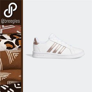 Adidas Girls Grand Court Shoes in Rose Gold